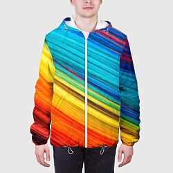 Куртка с капюшоном мужская Цветной мех диагональ, цвет: 3D-белый — фото 2