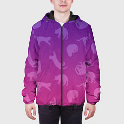 Куртка с капюшоном мужская Котятки, цвет: 3D-черный — фото 2
