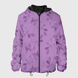 Куртка с капюшоном мужская Листья на фиолетовом фоне, цвет: 3D-черный