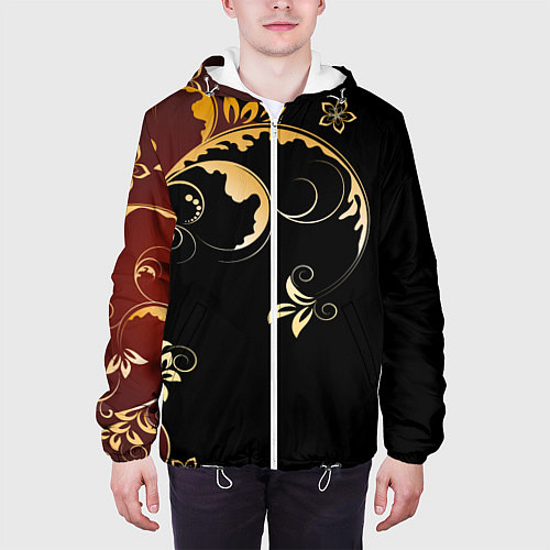 Мужская куртка Узор - Хохлома / 3D-Белый – фото 3
