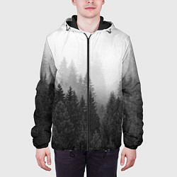 Куртка с капюшоном мужская Туманный лес, цвет: 3D-черный — фото 2
