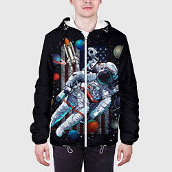 Куртка с капюшоном мужская Космическая Тема США, цвет: 3D-белый — фото 2