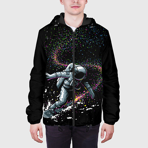 Мужская куртка Космический Сёрфинг / 3D-Черный – фото 3
