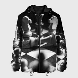 Куртка с капюшоном мужская Шахматы, цвет: 3D-черный