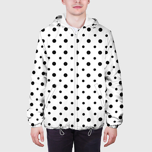 Мужская куртка Точки черные на белом / 3D-Белый – фото 3