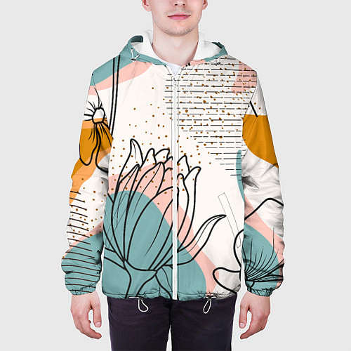 Мужская куртка Цветы / 3D-Белый – фото 3