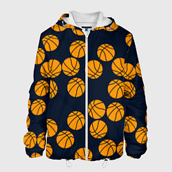 Куртка с капюшоном мужская Баскетбольные мячи, цвет: 3D-белый
