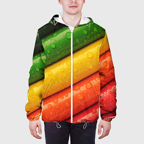 Мужская куртка Цветные линии / 3D-Белый – фото 3
