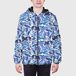 Куртка с капюшоном мужская Рыбы-птицы Узоры, цвет: 3D-черный — фото 2