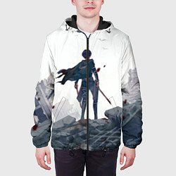 Куртка с капюшоном мужская Атака Титанов, цвет: 3D-черный — фото 2