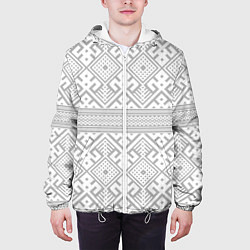 Куртка с капюшоном мужская Русские народные узоры, цвет: 3D-белый — фото 2