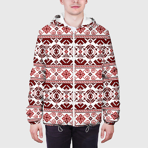 Мужская куртка Русские народные узоры / 3D-Белый – фото 3