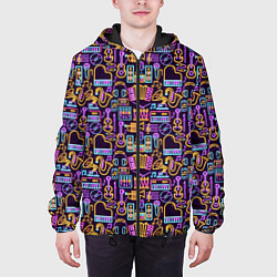 Куртка с капюшоном мужская Музыка, цвет: 3D-черный — фото 2