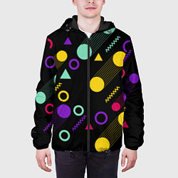 Куртка с капюшоном мужская Круги и Треугольники, цвет: 3D-черный — фото 2