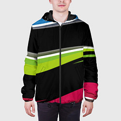 Куртка с капюшоном мужская Волны, цвет: 3D-черный — фото 2