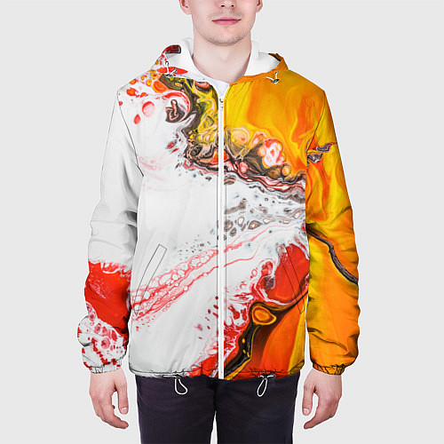 Мужская куртка Рисунок желтой краской / 3D-Белый – фото 3