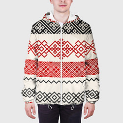 Куртка с капюшоном мужская Славянский узор красно-черный, цвет: 3D-белый — фото 2