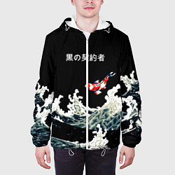 Куртка с капюшоном мужская Японский Стиль Карп Кои, цвет: 3D-белый — фото 2