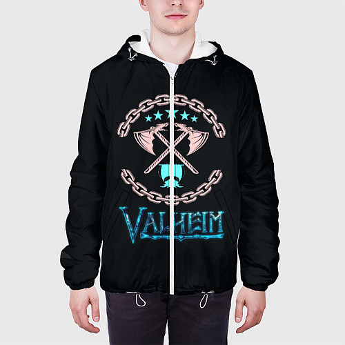 Мужская куртка Valheim лого и цепи / 3D-Белый – фото 3