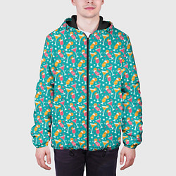 Куртка с капюшоном мужская Летняя текстура, цвет: 3D-черный — фото 2
