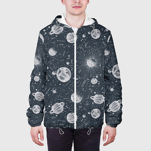 Мужская куртка Звезды, планеты и созвездия / 3D-Белый – фото 3