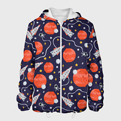 Куртка с капюшоном мужская Корабли, планеты и спутники, цвет: 3D-белый