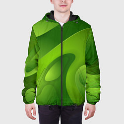 Куртка с капюшоном мужская 3d Green abstract, цвет: 3D-черный — фото 2