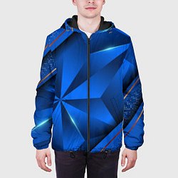 Куртка с капюшоном мужская 3D абстрактные фигуры BLUE, цвет: 3D-черный — фото 2