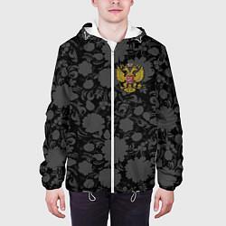 Куртка с капюшоном мужская Герб России Хохлома, цвет: 3D-белый — фото 2