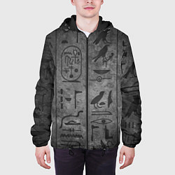 Куртка с капюшоном мужская Египетские Иероглифы 3D, цвет: 3D-черный — фото 2