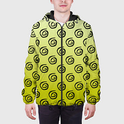 Куртка с капюшоном мужская Узор спиральки на желтом фоне, цвет: 3D-черный — фото 2