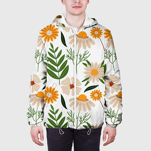 Мужская куртка Цветы и листья / 3D-Белый – фото 3
