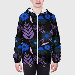 Куртка с капюшоном мужская Цветы и листья, цвет: 3D-белый — фото 2