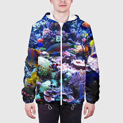 Куртка с капюшоном мужская Коралловые рыбки, цвет: 3D-белый — фото 2