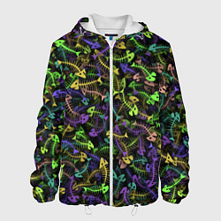 Куртка с капюшоном мужская Neon Fish Bone, цвет: 3D-белый