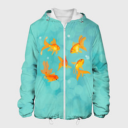 Куртка с капюшоном мужская Золотые рыбки, цвет: 3D-белый