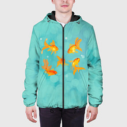 Куртка с капюшоном мужская Золотые рыбки, цвет: 3D-черный — фото 2