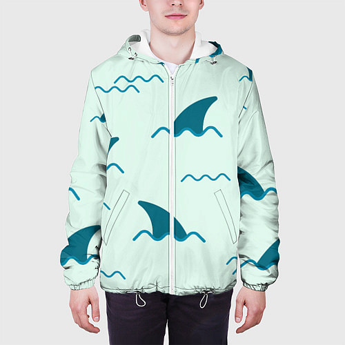 Мужская куртка Плавники акул / 3D-Белый – фото 3