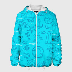 Куртка с капюшоном мужская Морская тема, цвет: 3D-белый