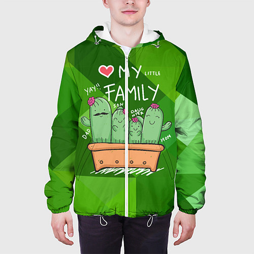 Мужская куртка Милая семья кактусов / 3D-Белый – фото 3