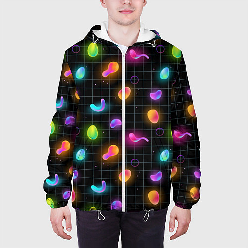 Мужская куртка Ночные фонарики-светлячки / 3D-Белый – фото 3