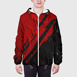 Куртка с капюшоном мужская Красное чёрное 3D, цвет: 3D-белый — фото 2