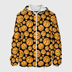 Куртка с капюшоном мужская Баскетбольные Мячи, цвет: 3D-белый