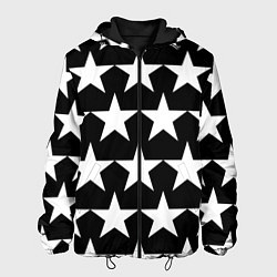 Куртка с капюшоном мужская Белые звёзды на чёрном фоне 2, цвет: 3D-черный