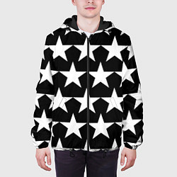Куртка с капюшоном мужская Белые звёзды на чёрном фоне 2, цвет: 3D-черный — фото 2