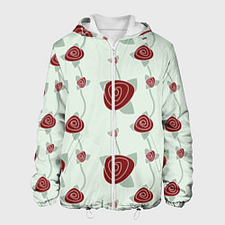Куртка с капюшоном мужская Узор розы, цвет: 3D-белый