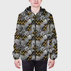 Куртка с капюшоном мужская Versace узоры и цветы, цвет: 3D-черный — фото 2