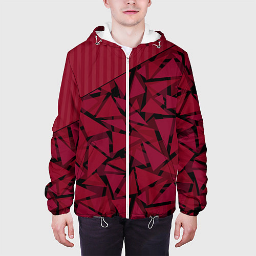 Мужская куртка Красный комбинированный узор / 3D-Белый – фото 3
