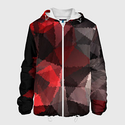 Куртка с капюшоном мужская Серо-красная абстракция, цвет: 3D-белый