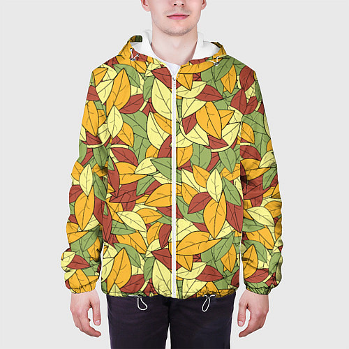 Мужская куртка Яркие осенние листья / 3D-Белый – фото 3